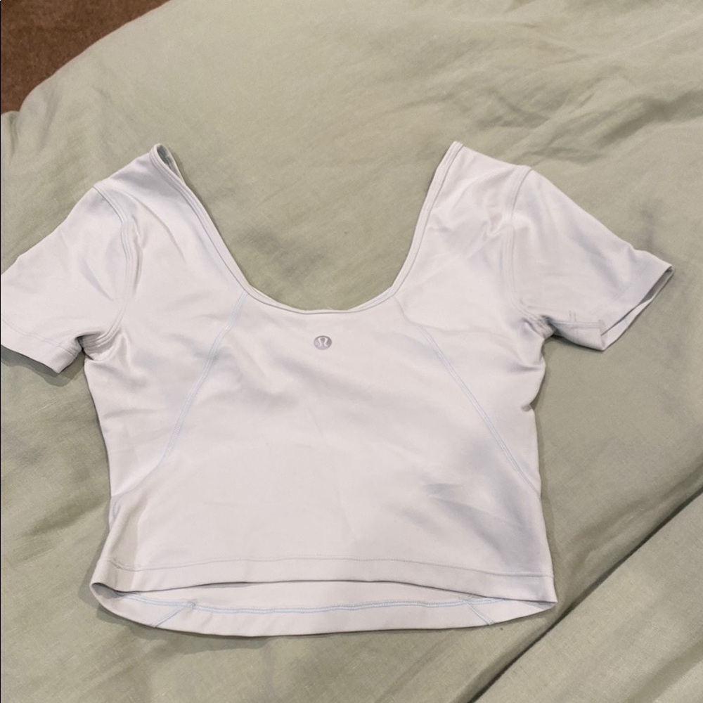 Lululemon Gray and White Fitted Crop top